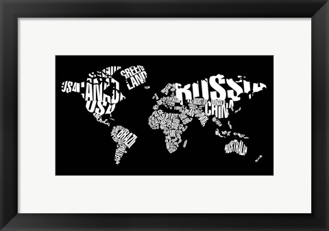 Framed Typography World Map 6 Print
