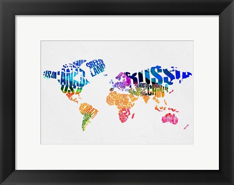 Framed Typography World Map 7 Print