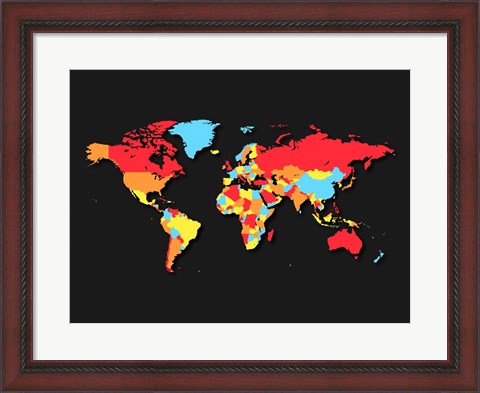 Framed World Map Countries Print