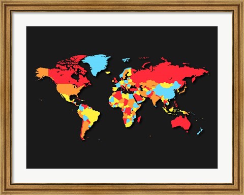 Framed World Map Countries Print