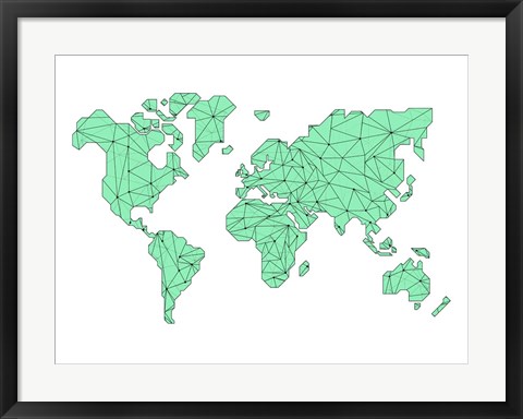 Framed World Map Green Print