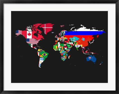 Framed World Map Contry Flags 1 Print