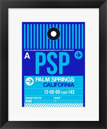 Framed PSP Palm Springs Luggage Tag II Print