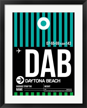 Framed DAB Daytona Beach Luggage Tag II Print