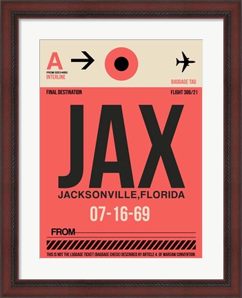 Framed JAX Jacksonville Luggage Tag I Print