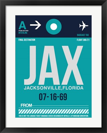 Framed JAX Jacksonville Luggage Tag II Print