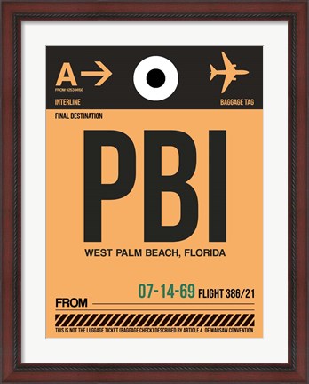 Framed PBI West Palm Beach Luggage Tag I Print