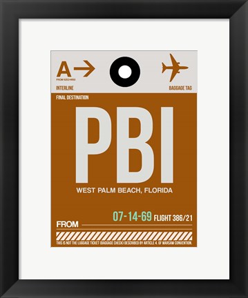 Framed PBI West Palm Beach Luggage Tag II Print