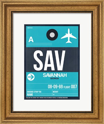 Framed SAV Savannah Luggage Tag II Print