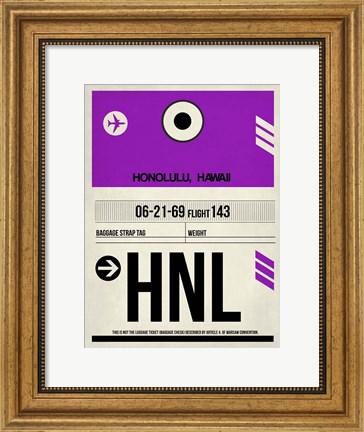 Framed HNL Honolulu Luggage Tag I Print
