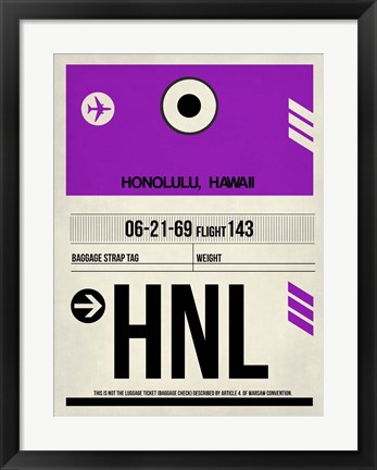 Framed HNL Honolulu Luggage Tag I Print