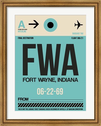Framed FWA Fort Wayne Luggage Tag I Print