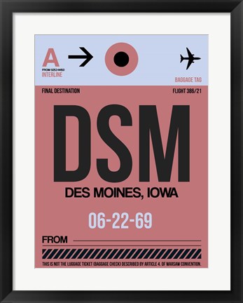 Framed DSM Des Moines Luggage Tag I Print