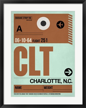 Framed CLT Charlotte Luggage Tag I Print