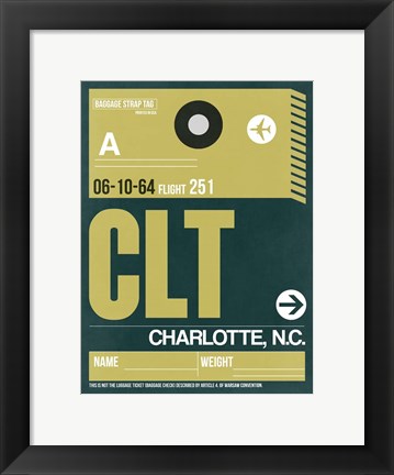 Framed CLT Charlotte Luggage Tag II Print