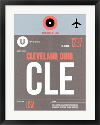 Framed CLE Cleveland Luggage Tag II Print