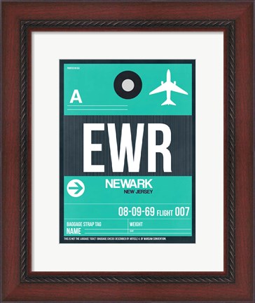 Framed EWR Newark Luggage Tag II Print