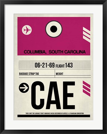 Framed CAE Columbia Luggage Tag I Print