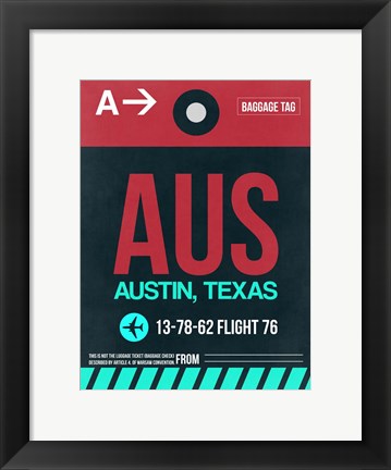 Framed AUS Austin Luggage Tag II Print