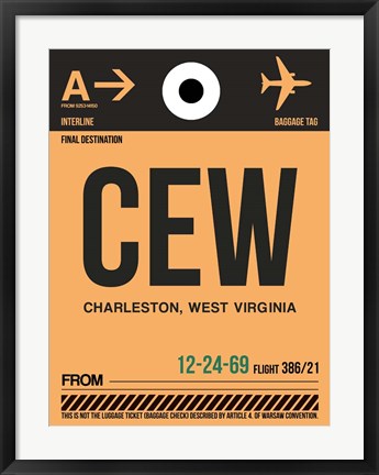 Framed CEW Charleston Luggage Tag II Print
