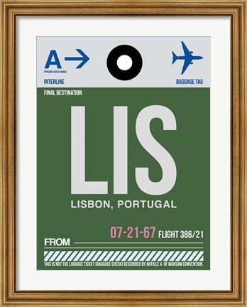 Framed LIS Lisbon Luggage Tag II Print