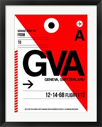 Framed GVA Geneva Luggage Tag I Print