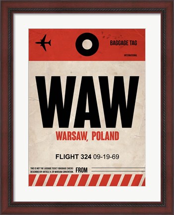 Framed WAW Warsaw Luggage Tag I Print