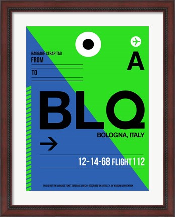Framed BLQ Bologna Luggage Tag II Print