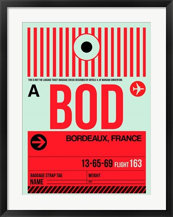 Framed BOD Bordeaux Luggage Tag I Print