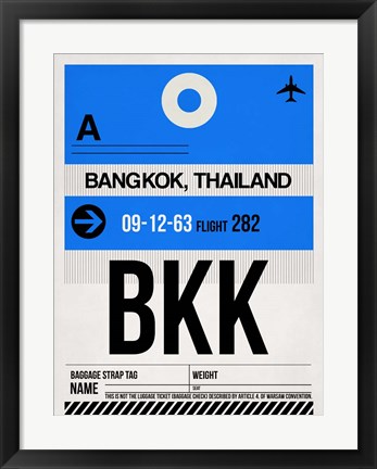 Framed BKK Bangkok Luggage Tag II Print