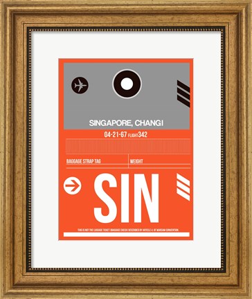 Framed SIN Singapore Luggage Tag II Print