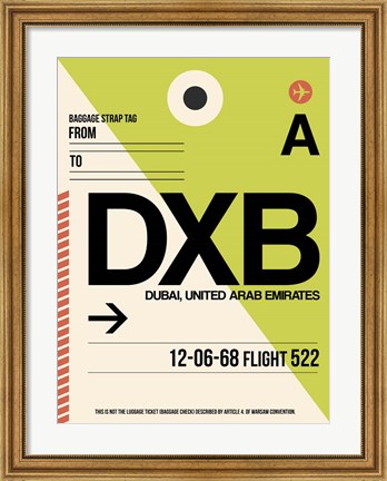 Framed DXB Dubai Luggage Tag I Print