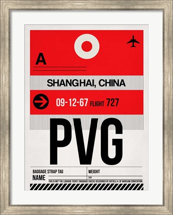 Framed PVG Shanghai Luggage Tag I Print