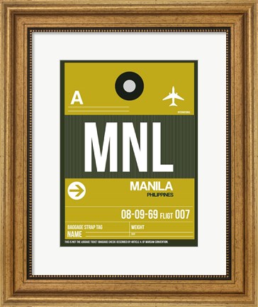 Framed MNL Manila Luggage Tag II Print