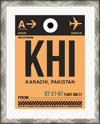 Framed KHI Karachi Luggage Tag I Print