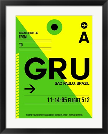 Framed GRU Sao Paulo Luggage Tag I Print