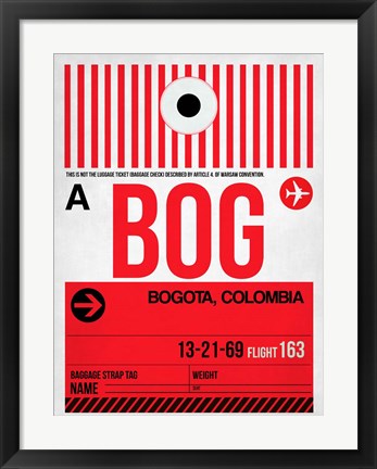 Framed BOG Bogota Luggage Tag I Print