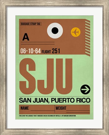 Framed SJU San Juan Luggage Tag I Print