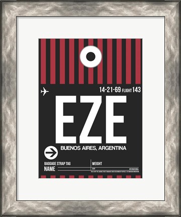Framed EZE Buenos Aires Luggage Tag II Print