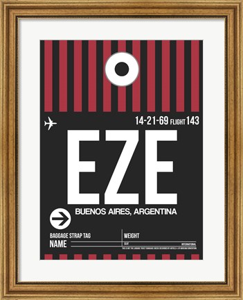 Framed EZE Buenos Aires Luggage Tag II Print