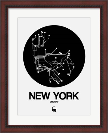 Framed New York Black Subway Map Print