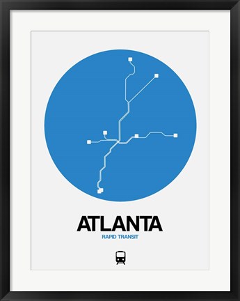 Framed Atlanta Blue Subway Map Print