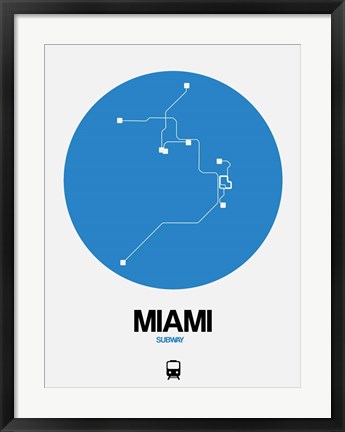 Framed Miami Blue Subway Map Print