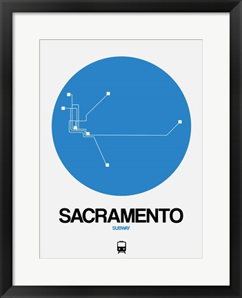 Framed Sacramento Blue Subway Map Print