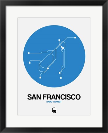 Framed San Francisco Blue Subway Map Print