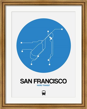 Framed San Francisco Blue Subway Map Print