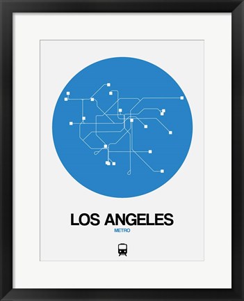 Framed Los Angeles Blue Subway Map Print