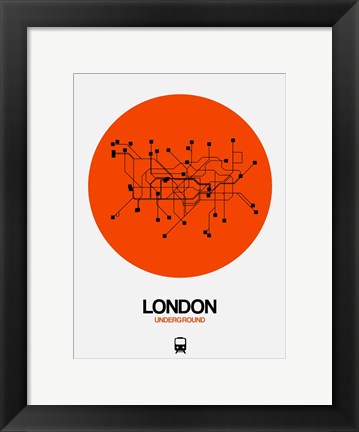 Framed London Orange Subway Map Print