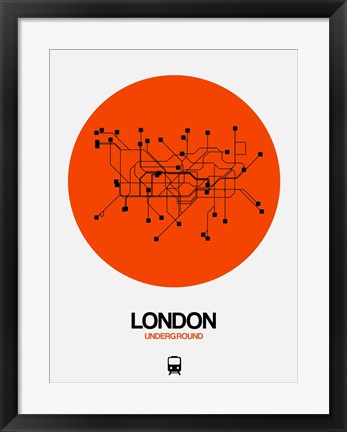 Framed London Orange Subway Map Print