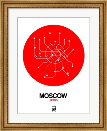 Framed Moscow Red Subway Map Print